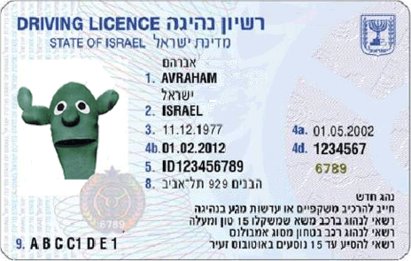רישיון נהיגה, צד קדמי